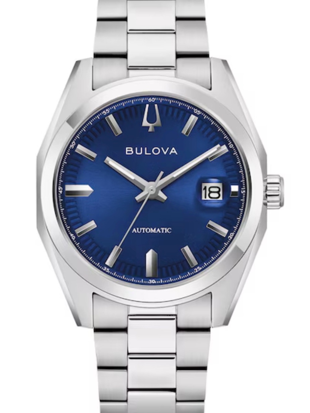 Bulova Surveyor Automatic Silver Stainless Steel Watch with Blue Dial men’s